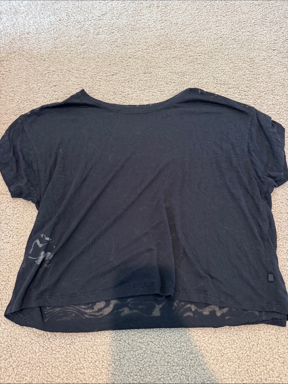 lululemon athletica Black Short Sleeve Cropped Tee